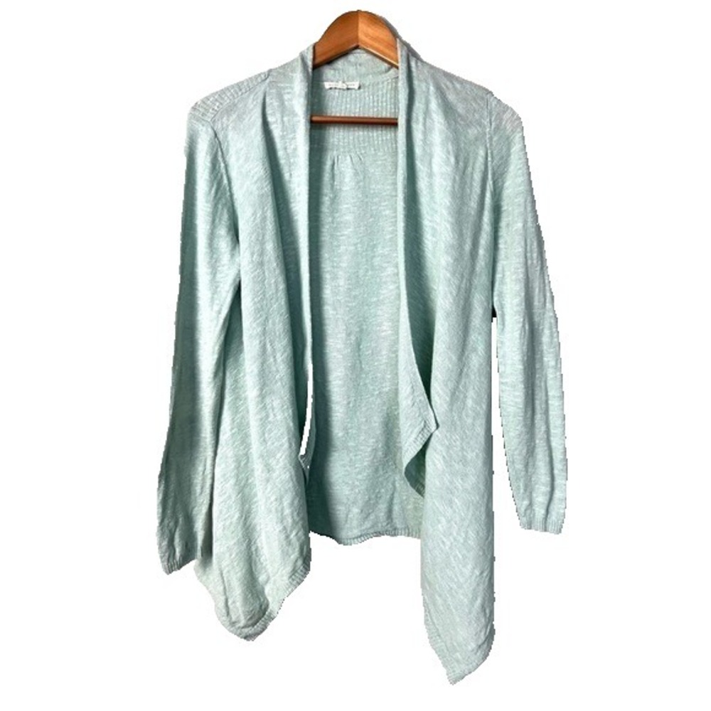 Eileen Fisher Waterfall Cardigan Womens XS Mint Green Monochrome Lightweight